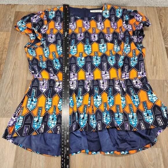 Vibrant Orange and Blue Patterned Skirt - Picture 11 of 16
